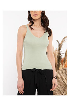 Ip Askılı Yeşil Bluz