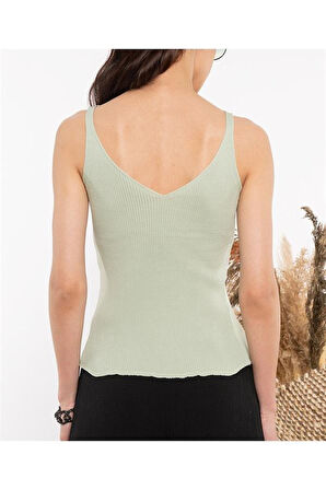 Ip Askılı Yeşil Bluz