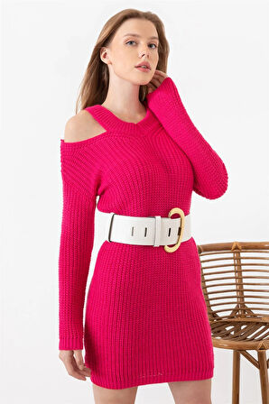 Kadın Fuşya Omuz Detaylı Elbise