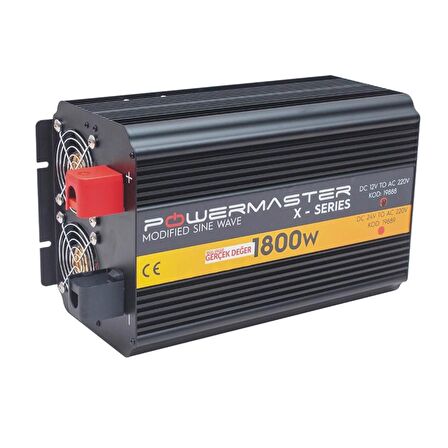 Powermaster Pwr1800-12 Çift Digital Ekranlı 12 Volt 1800 Watt Modified Sinus İnverter-19888