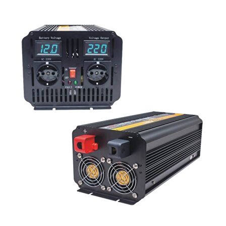 Powermaster Pwr1800-12 Çift Digital Ekranlı 12 Volt 1800 Watt Modified Sinus İnverter-19888