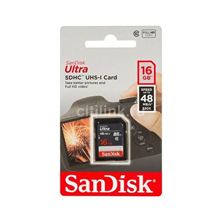 SanDisk 16 GB Ultra microSDHC 48 MB/sn Class 10 MicroSD Kart