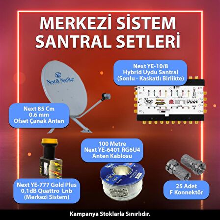 Merkezi Sistem Santral Seti 85 Cm Çanak 10/8 Multiswitch Santral