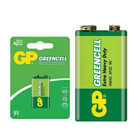 GP 1604GLF Greencell 9 Volt Pil (Tekli)