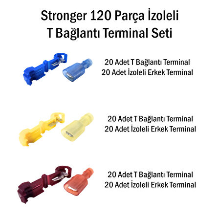 Stronger 120 Parça İzoleli T Bağlantı Terminal Seti