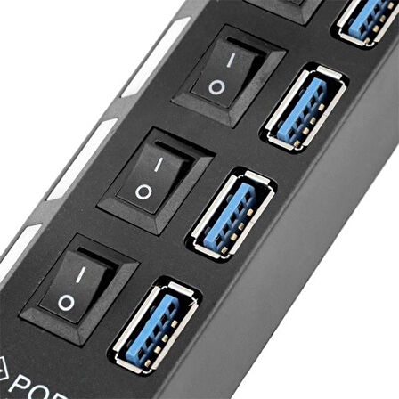 Powermaster PM-11365 4 Port Anahtarlı Usb 3.0 Hub Çoklayıcı 30 Cm Kablolu
