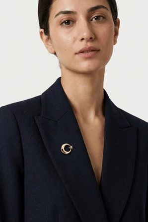 Işıltılı Ay Yıldız Temalı Minimalist Yaka Rozeti