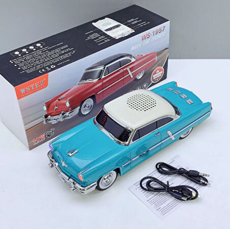 Radiolu Oyuncak Lincoln Araba, Radiolu Usb Girişli Bluetooth Hoparlör  Müzik Çalar Turkuaz Renk