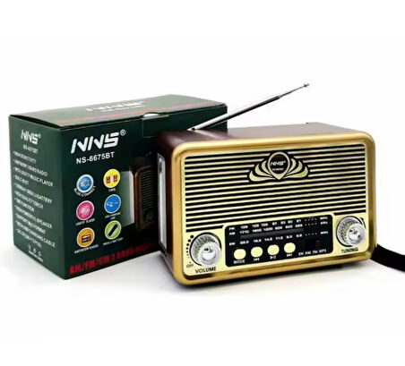 Nostalji Radio, Bluetooth Hoparlör, Şarz Edilebilir El Fenerli Taşınabilir Ses Sistemi