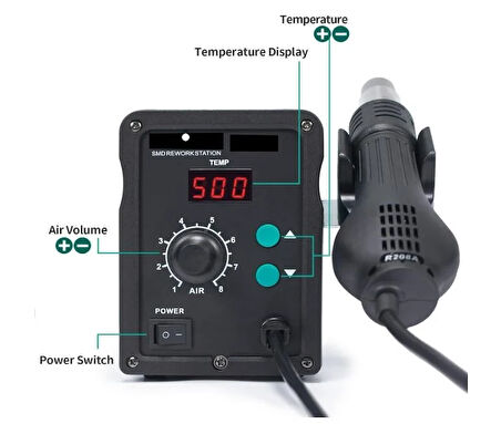 Luxury,SMD Lehimleme ve lehim sökme için 700W Sıcak Hava Yeniden İşleme İstasyonu, Ayarlanabilir Sıcaklık, PID Sıcaklık Kontrolü Prolink P-58D