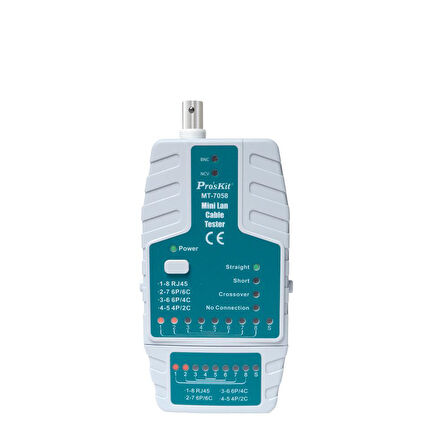 Luxury RJ45, RJ-11/RJ-12, BNC kablo test cihazı, Voltaj dedektörü  Proskit MT 7058