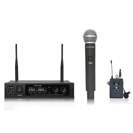 Luxury,1 Adet El Mikrofon 1 Adet Yaka  Mikrofonlu UHF Telsiz Mikrofon 