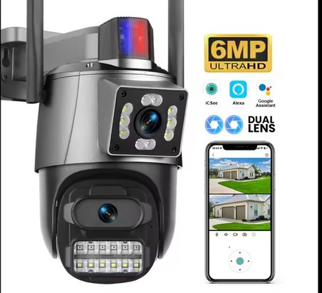 CMR 50 Çift Kameralı 8MP IP66 Su Geçirmez Dış Mekan Uyumlu Alarmlı Telefon Uygulamalı Güvenlik Kamerası