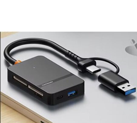 8 in 1 Kart Okuyucu Type-C - USB Çift Girişli Cihaz – Çoklu Kart Desteği, Yüksek Hızlı Veri Aktarımı, Kompakt Tasarım, Universal Uyum