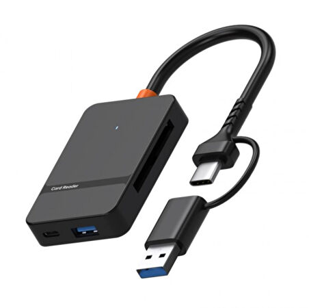 8 in 1 Kart Okuyucu Type-C - USB Çift Girişli Cihaz – Çoklu Kart Desteği, Yüksek Hızlı Veri Aktarımı, Kompakt Tasarım, Universal Uyum