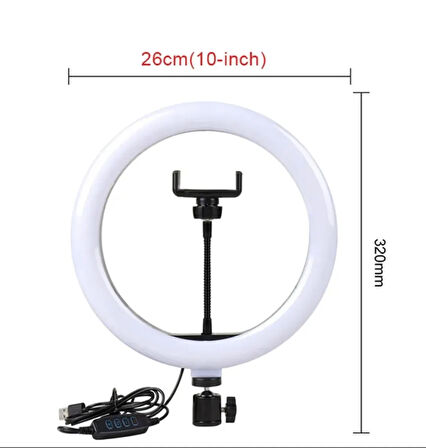 10 Inch 3 Kademeli Ring Light – Ayarlanabilir Işık ve Mükemmel Selfie Işığı