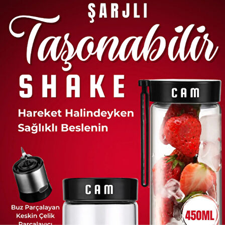 450 ml + 380 ml bardak ile beraber Taşınabilir Şarj Edilebilir Kişişel Blender Bıçaklı Buz Kırıcı