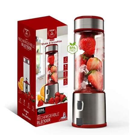  Cook&Eat Şarjlı Portatif Taşınabilir El Blenderi Buz Kırıcı Mama Karıştırıcı SmoothiE