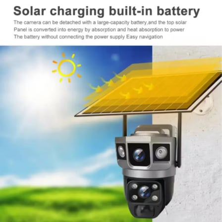 1080P 360 Derece Hareketli Güvenlik Kamera Sensörlü Dış Mekan Kullanımına ve Suya Dayanıklı Solar Panelli Güneş Enerjili IP Kamera