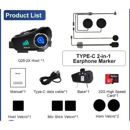 Q28-2X motosiklet kask Bluetooth interkom su geçirmez 1080P Hd sürüş kaydedici kablosuz kamera