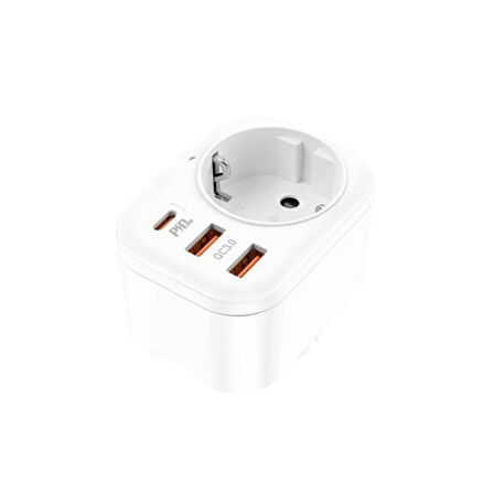 1 Priz 2 USB Çıkışlı Akıllı Priz - Şarj ve Elektrik Girişi Bir Arada, Kompakt Tasarım