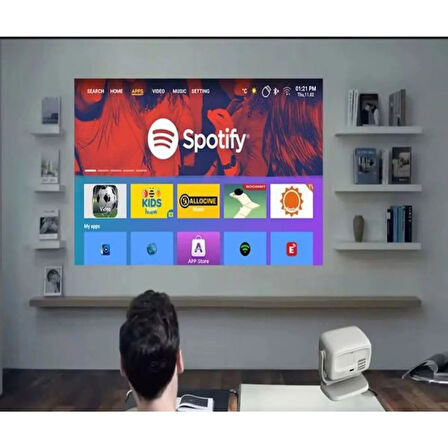 APR01 4K UHD Akıllı Taşınabilir LED Projeksiyon Cihazı Full HD 2.4+5G Wi-Fi Ev Sineması Projeksiyonu