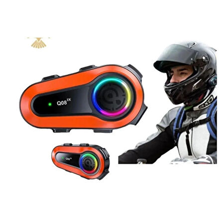 Q08 Intercom Motosiklet Bluetooth Kulaklık 2 Sürücü Görüşme, Uzun Menzil,