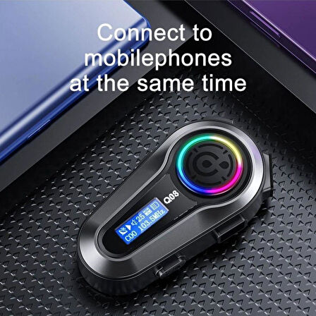 5.3 İki Telefon Uyumlu Yeni Nesil RGB Işıklı Intercom Motosiklet Kask Kulaklık Motorsiklet Intercom