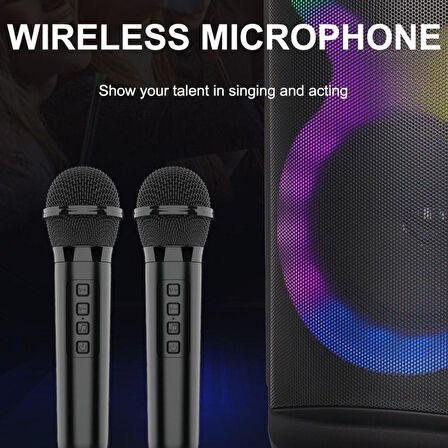 ACL Mikrofonlu Karaoke Bluetooth Hoparlör Kablosuz Şarjlı Işıklı Taşınabilir Müzik Sistemi