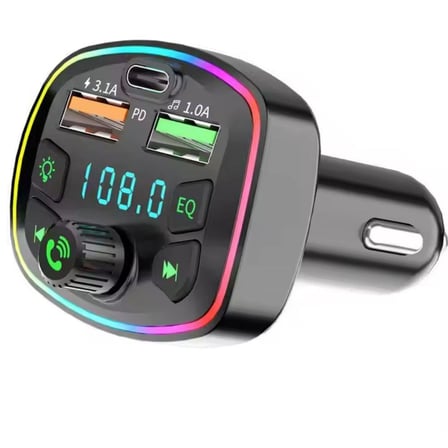 HzlStore Q7 Bluetooth FM Transmitter Araç Şarj Cihazı Dijital Ekranlı 2 USB Girişli Siyah