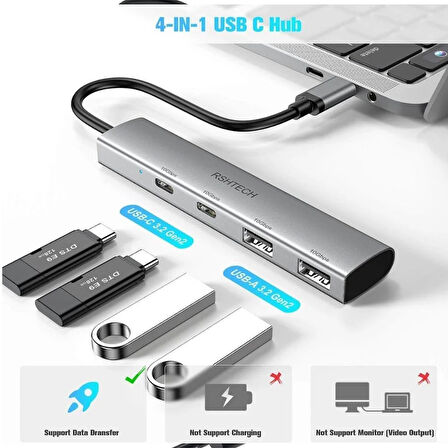 ACL 7 in 1 USB-C Hub Çoklayıcı USB-A USB-C HDMI SD TF Kart Girişli Metal Adaptör Dönüştürücü