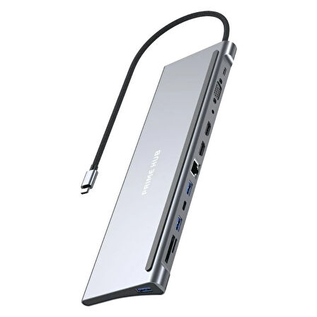 USB-C 12 in 1 Çoklayıcı PD100W Hızlı Şarj VGA Ethernet HDMI SD USB-A Type-C Portlu Adaptör