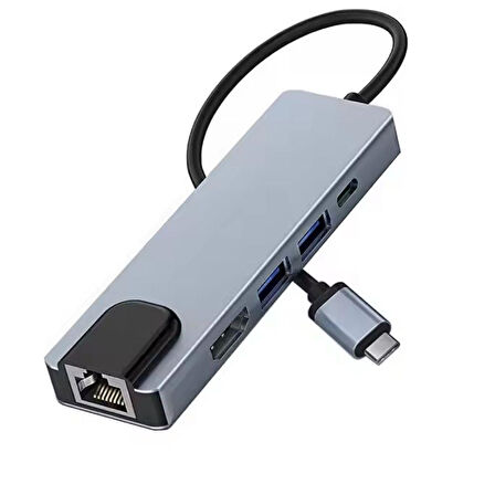USB-C 4 in 1 Hub 2xUSB-A 2xUSB-C Çıkışlı USB-A+C Girişli Metal Gövdeli Dönüştürücü