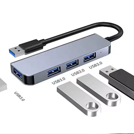 Fh25 USB-A  Çoklayıcı 4xUSB-A 3.0 Portlu Yüksek Hızlı Veri Aktarımlı Kompakt Hub Adaptör