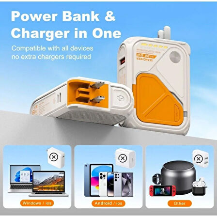 5i 1 Arada 10,000mAh Kullanışlı Adaptörlü 4 Cihaz Uyumlu Powerbank