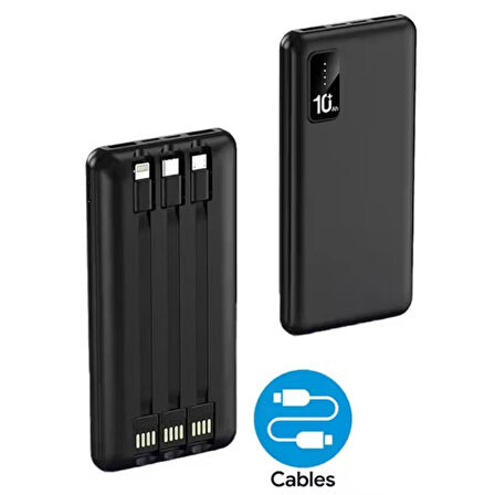 20,000 mAh Powerbank – Entegre Kablolu, Yüksek Kapasiteli ve Kompakt Taşınabilir Şarj Cihazı