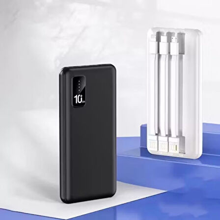 20,000 mAh Powerbank – Entegre Kablolu, Yüksek Kapasiteli ve Kompakt Taşınabilir Şarj Cihazı
