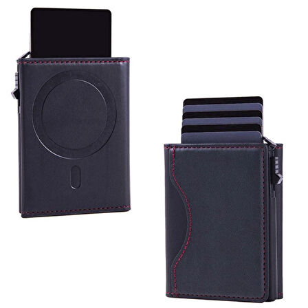  3 Katlı Deri Manyetik İphone Uyumlu MagSafe Tutucu Telefon Kılıfı