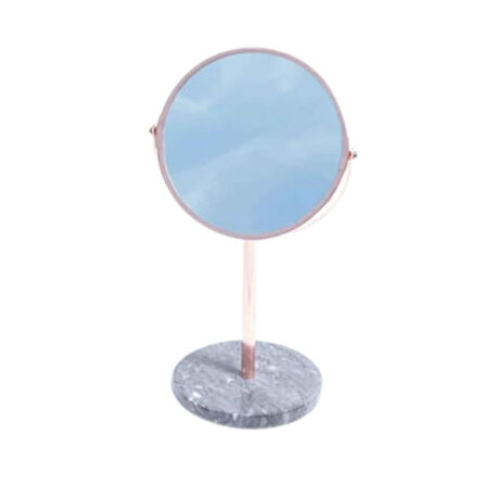 Şık Mermer Tabanlı Döner Masa Üstü Makyaj Aynası – Dekoratif Masa Aynası