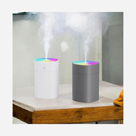 İkili Kare Hava Nemlendirici – 300 ml Ultrasonik Buhar Makinesi ve Aroma Difüzörü, Sessiz Çalışma, LED Işıklı, Ev & Ofis Kullanımı