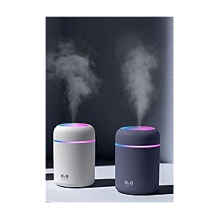 Yuvarlak İkili Hava Nemlendirici – 300 ml Ultrasonik Buhar Makinesi ve Aroma Difüzörü, Sessiz Çalışma, LED Işıklı, Ev & Ofis İçin Nem Dengeleyici