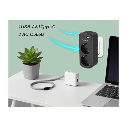 ZP01.02U Akıllı Priz Başlığı, USB Girişli ve Güvenlik Kapaklı | HZLSTORE