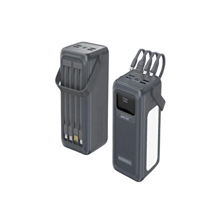 LED Fenerli Dahili Kablolu 22,5 W 50.000 mAh Hızlı Şarjlı Powerbank