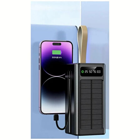 B07 Güneş Enerjili 50000 mAh Taşınabilir Powerbank, Hızlı Şarj, Çift USB Çıkışlı, Acil Durum ve Kamp İçin Dayanıklı Taşınabilir Batarya