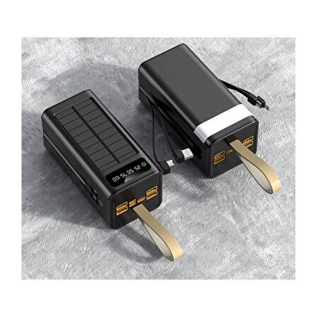 B07 Güneş Enerjili 50000 mAh Taşınabilir Powerbank, Hızlı Şarj, Çift USB Çıkışlı, Acil Durum ve Kamp İçin Dayanıklı Taşınabilir Batarya