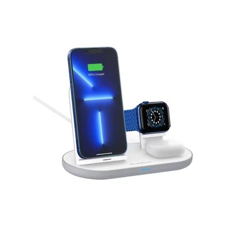 Soultech Boom3 15W 3-in-1 Kablosuz Şarj İstasyonu – Telefon, Apple Watch ve Kulaklık için Qi Wireless Charging Stand