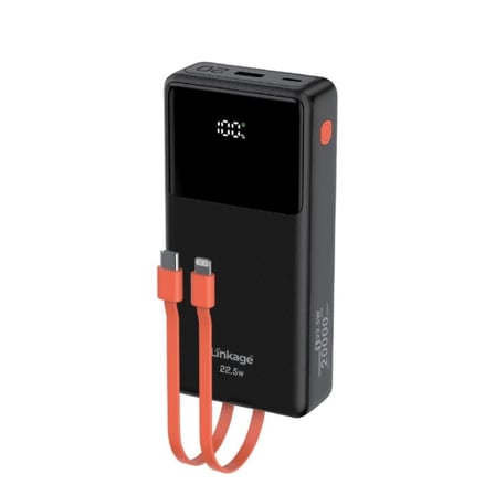 30.000mAh Dahili USB-C + Lightning Kablolu Powerbank  LCD Göstergeli Taşınabilir Hızlı Şarj Cihazı