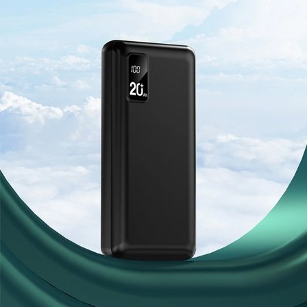20000mAh Dahili 3 Kablolu Dijital Ekranlı LED Fenerli Kompakt Taşınabilir Powerbank Kamp Seyahat Şarj Cihazı