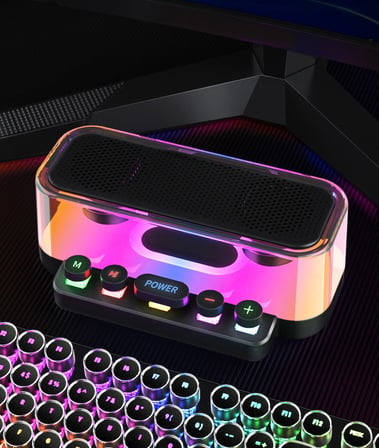 RGB Işıklı Bluetooth Hoparlör 1200mAh FM Radyolu Taşınabilir Kablosuz Speaker