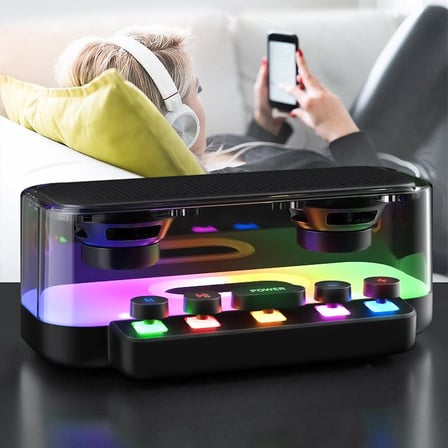 RGB Işıklı Bluetooth Hoparlör 1200mAh FM Radyolu Taşınabilir Kablosuz Speaker